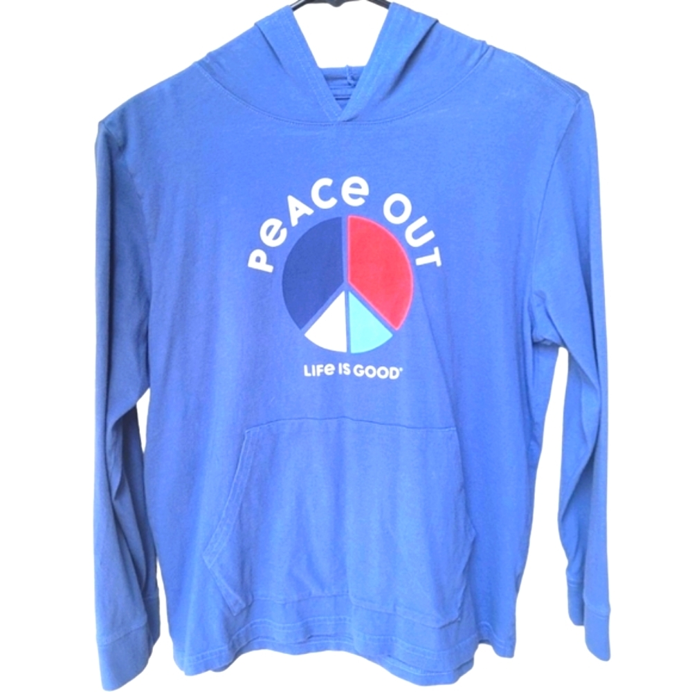 Life is Good Peace Out Crusher Tee Hoodie  Size XL 12-14 Boys